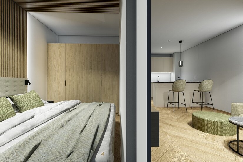Wohn-und Schlafzimmer